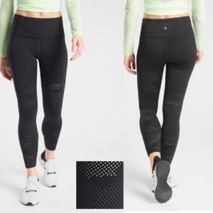 Athleta high rise persistance camo laser cut leggings 7/8 tan grey womens small